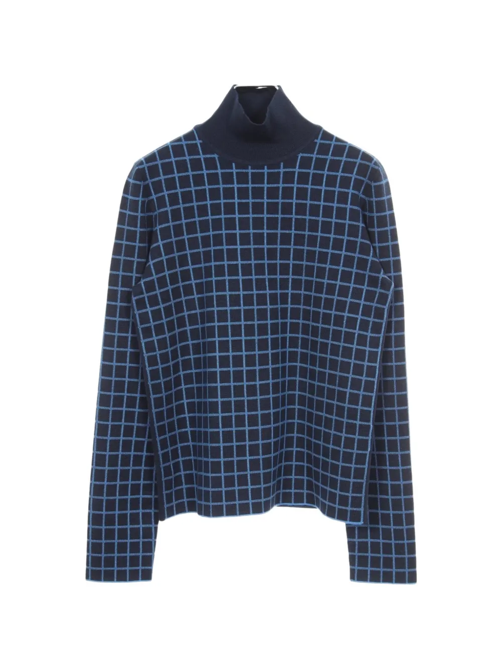 Hermès Pre-Owned pull à col roulé et carreaux (années 2010) - Bleu Hermès Pre-Owned pull à col roulé et carreaux (années 2010) - Bleu