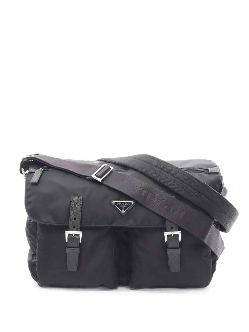 Prada Pre-Owned Vela Saffiano-leather messenger bag - Nero