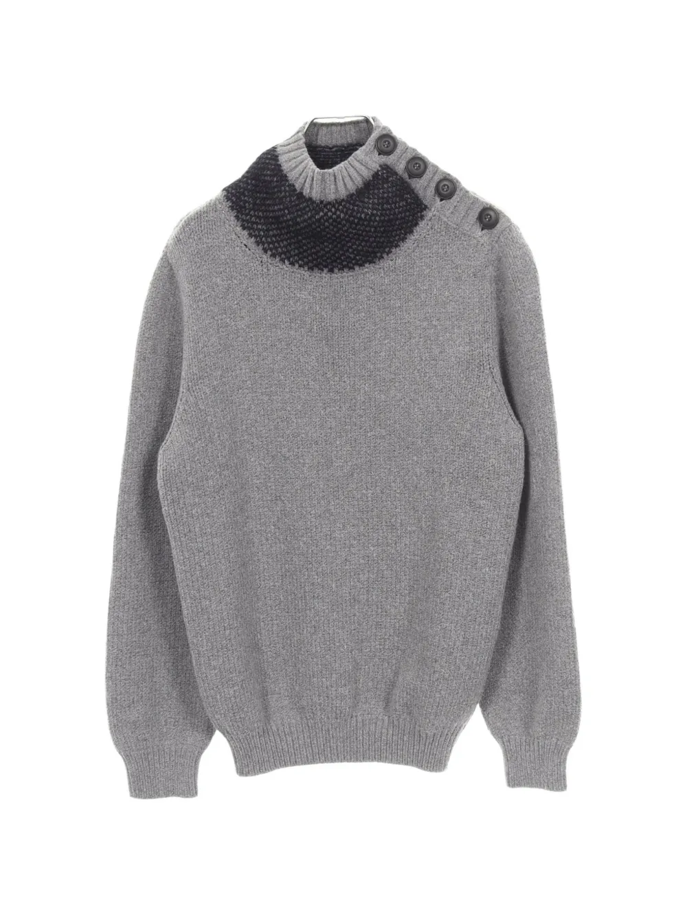 Giorgio Armani Pre-Owned pull à col montant et boutons aux épaules (années 2010) - Gris Giorgio Armani Pre-Owned pull à col montant et boutons aux épaules (années 2010) - Gris