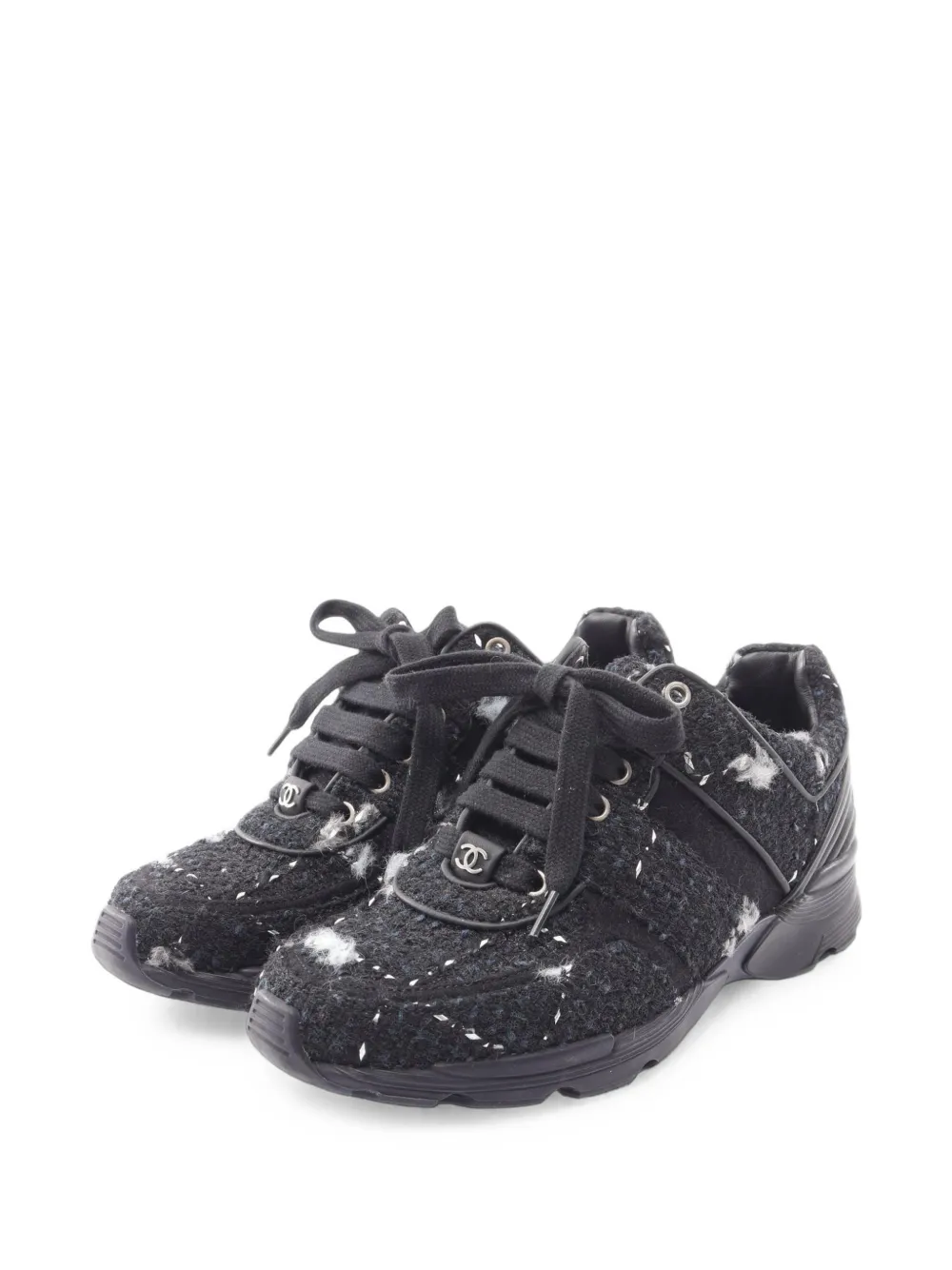 CHANEL Pre-Owned 1986-1988 Coco Mark tweed sneakers - Nero