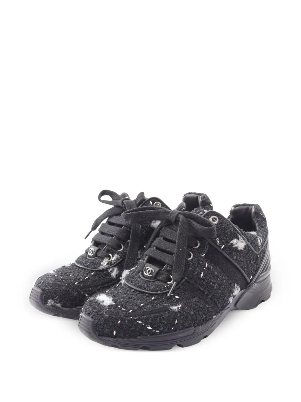CHANEL Pre-Owned 1986-1988 Coco Mark tweed sneakers - Schwarz