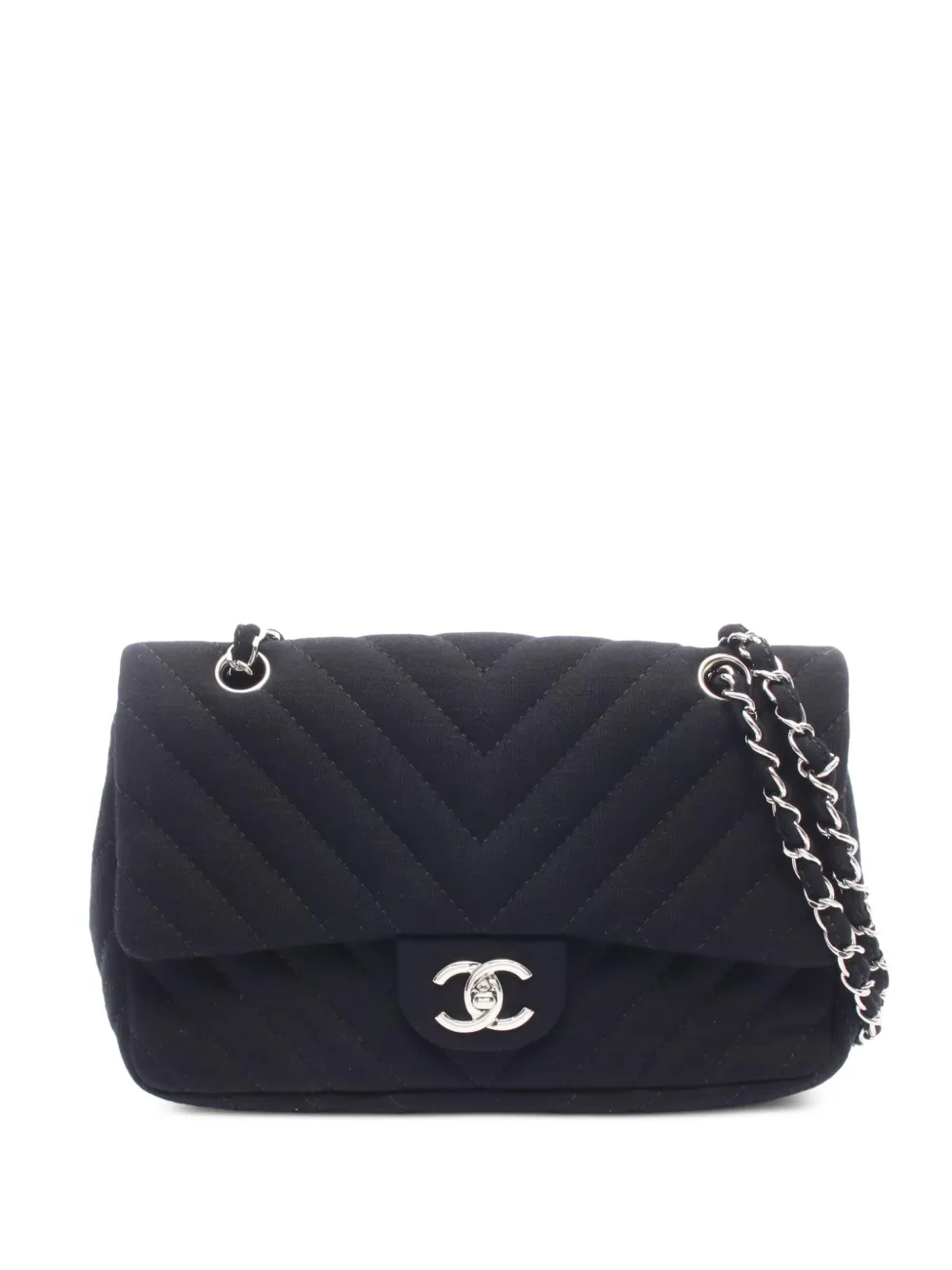 CHANEL Pre-Owned 2009-2010 Chevron V-stitch chain shoulder bag - Black