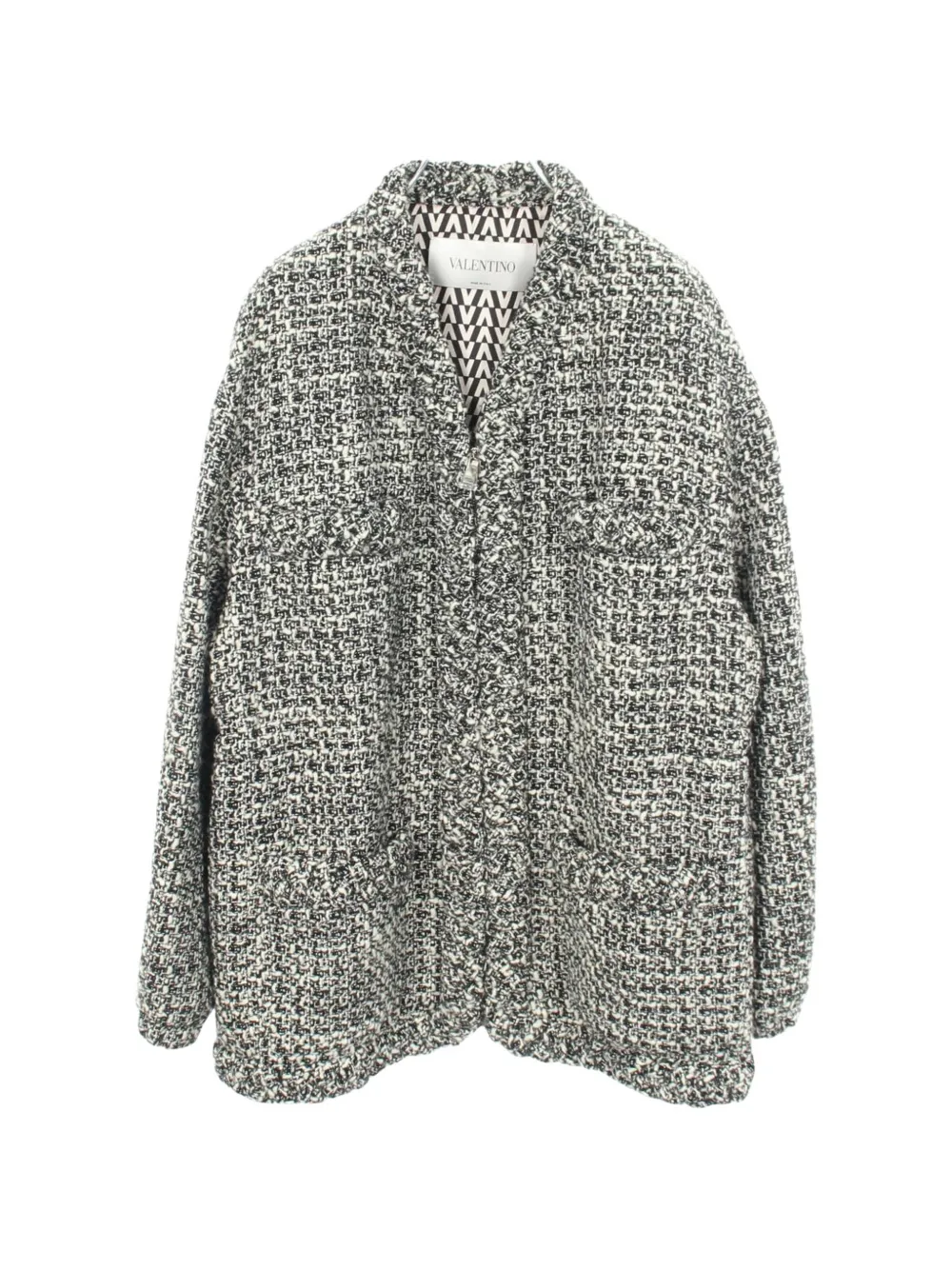 Valentino Garavani Pre-Owned 2010s zip-up tweed jacket - Schwarz