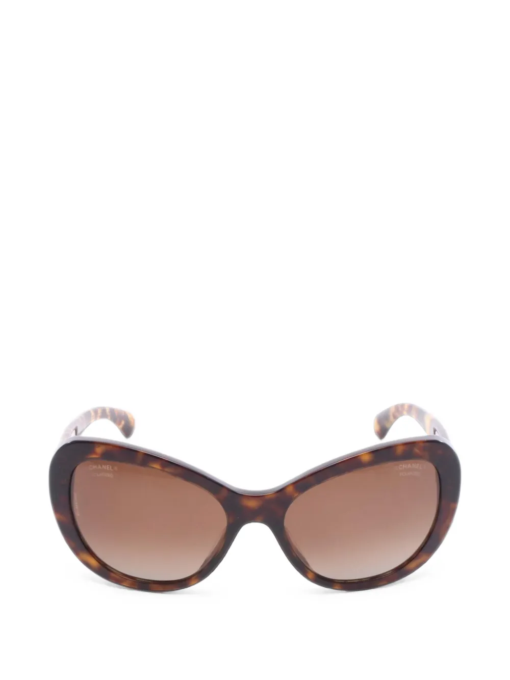 CHANEL Pre-Owned lunettes de soleil Coco Mark à effet écaille de tortue (1986-1988) - Marron CHANEL Pre-Owned lunettes de soleil Coco Mark à effet écaille de tortue (1986-1988) - Marron