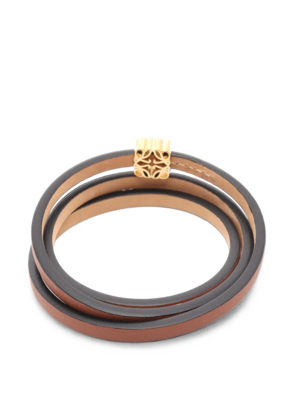 Loewe Pre-owned 2010s Anagram Twist Bangle Bracelet in Brown, view 2