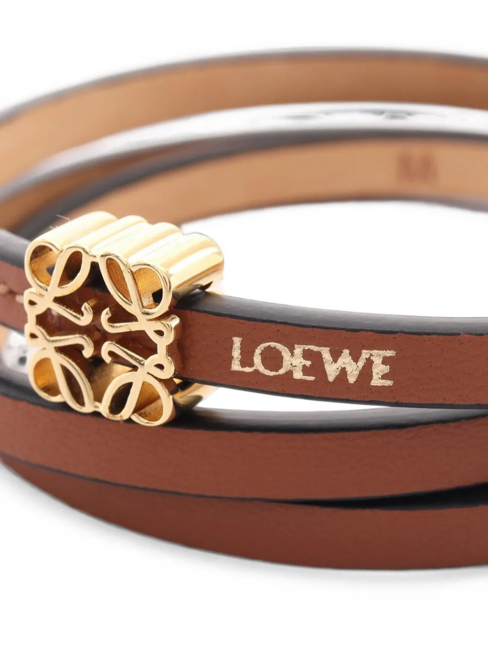 Loewe Pre-owned 2010s Anagram Twist Bangle Bracelet in Brown, view 3