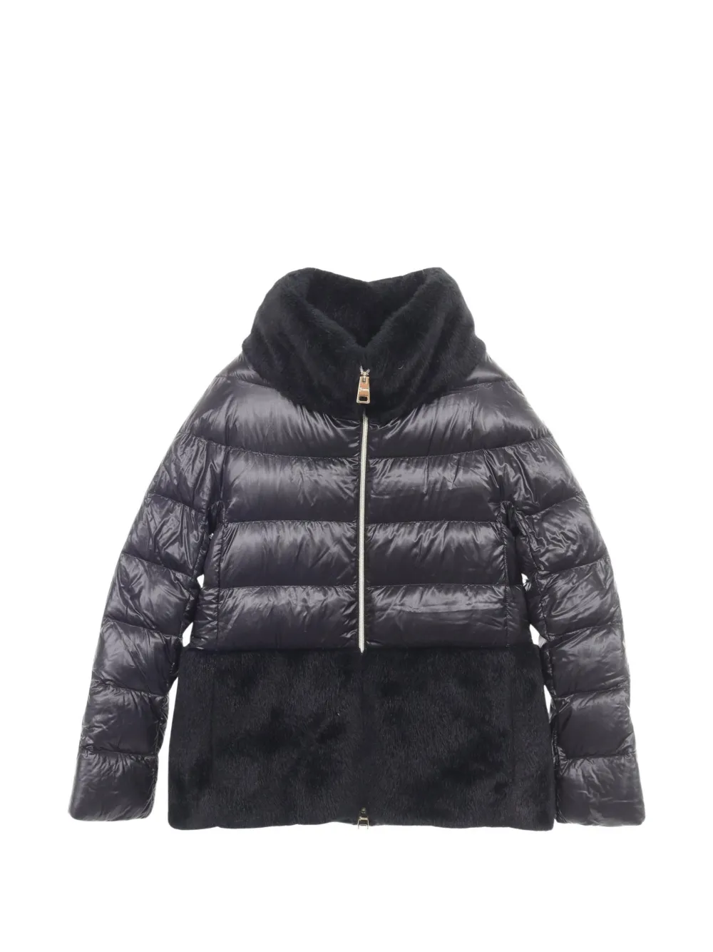 Herno 2010s faux-fur panelled down jacket - Schwarz