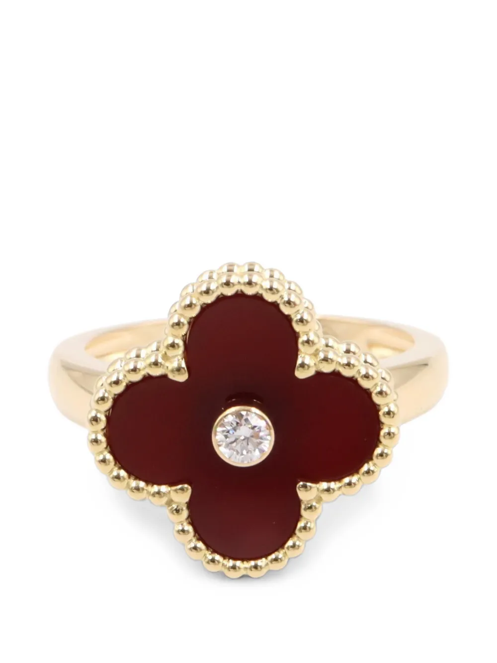 Van Cleef & Arpels Pre-owned 2010s Vintage Alhambra Carnelian Ring in Gold
