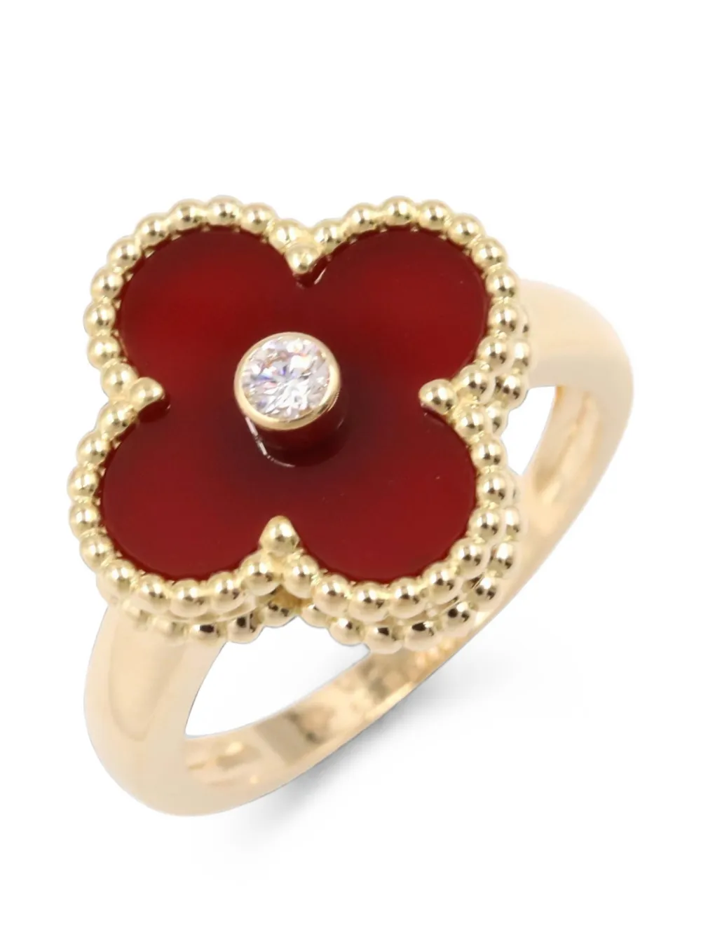 Van Cleef & Arpels Pre-owned 2010s Vintage Alhambra Carnelian Ring in Gold, view 3
