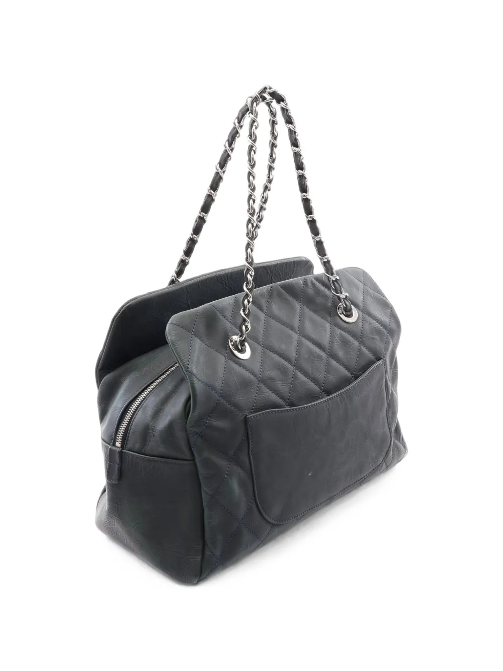 CHANEL Pre-Owned 2010-2011 Matelassé chain tote bag - Blu