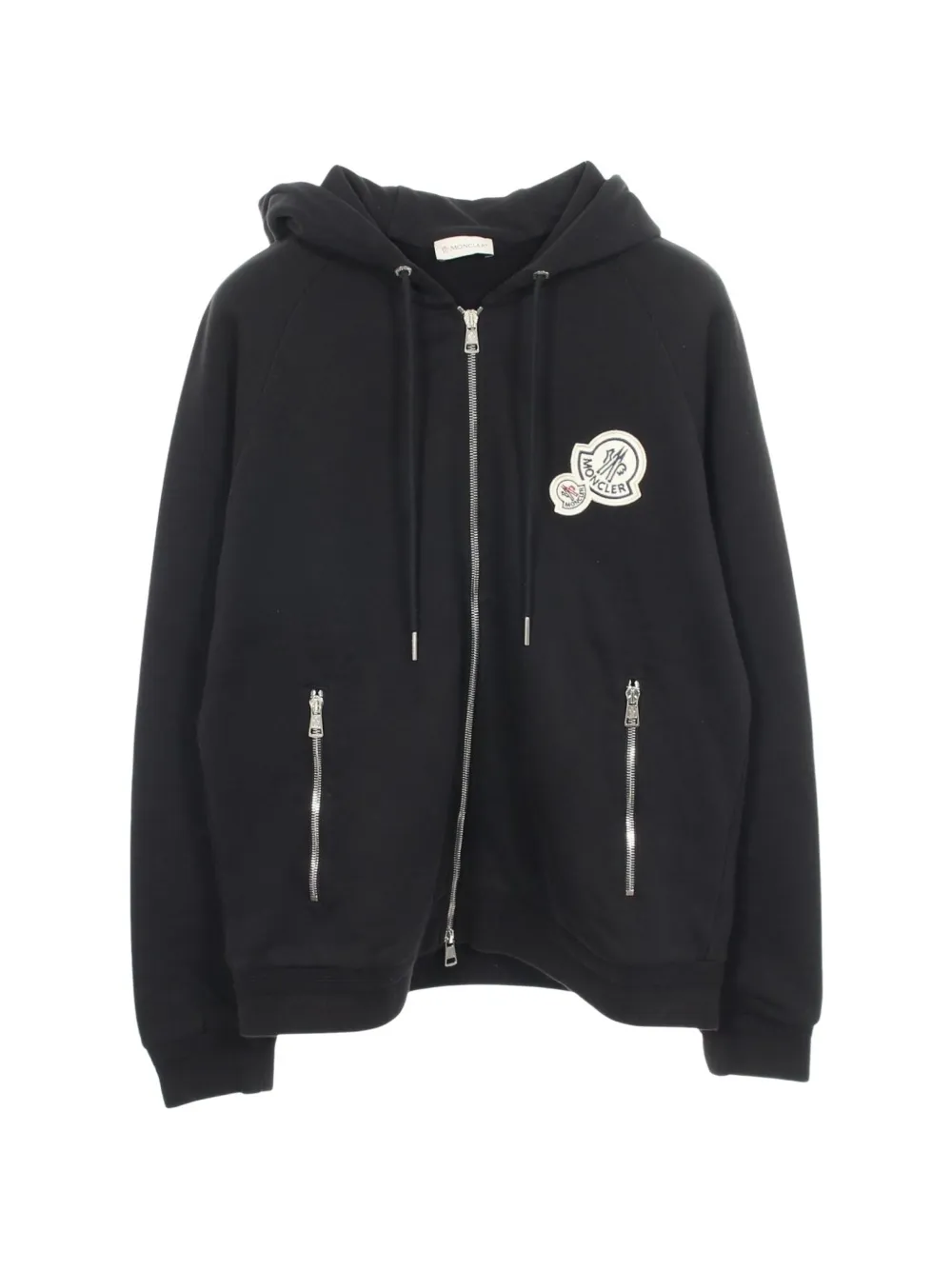 Pre-owned Moncler 2010s Logo-patch Zip-up Hoodie In Black