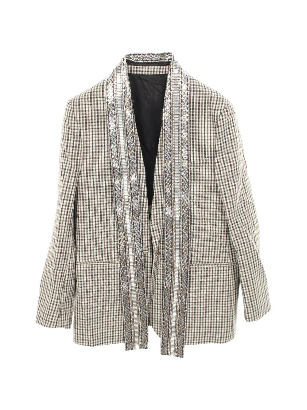 Louis Vuitton Pre-Owned veste en laine à carreaux (2010) - Tons neutres Louis Vuitton Pre-Owned veste en laine à carreaux (2010) - Tons neutres