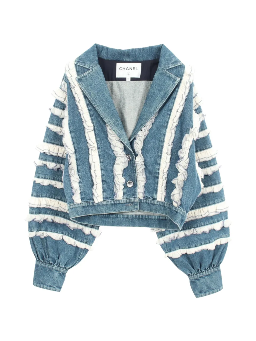 CHANEL Pre-Owned 1986-1988 frill denim jacket - Blu