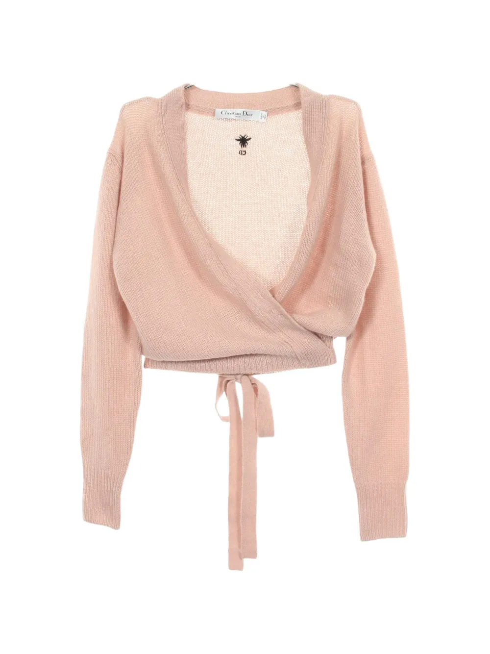 Christian Dior Pre-Owned 2010s Bee embroidery wrap cardigan - Rosa