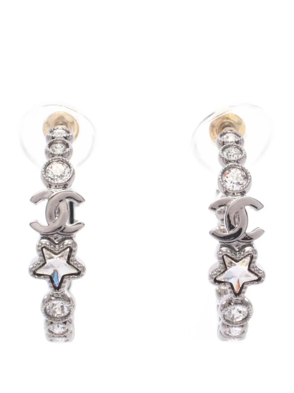CHANEL Pre-Owned Coco Mark star hoop earrings - Argento