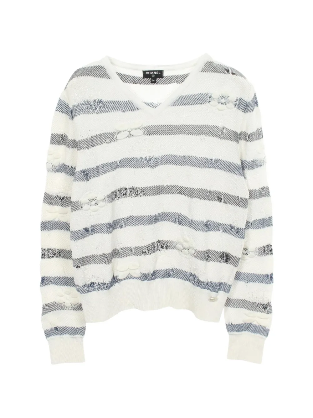 CHANEL Pre-Owned 1986-1988 striped jacquard sweater - Bianco