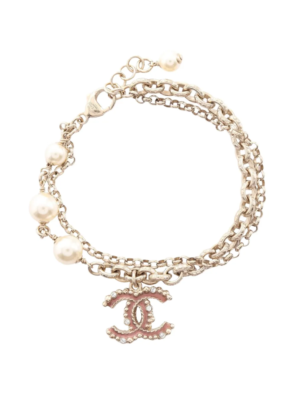 CHANEL Pre-Owned bracelet Coco Mark à perles artificielles (2017) - Or