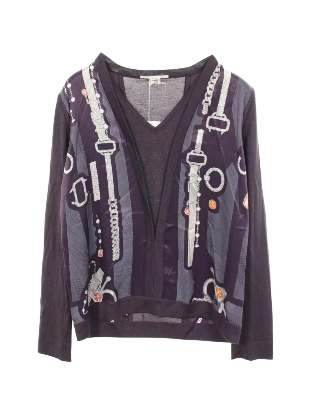 Hermès Pre-Owned pull Twillaine à col V (2010) - Violet Hermès Pre-Owned pull Twillaine à col V (2010) - Violet