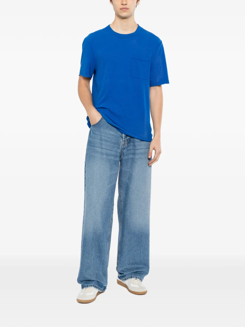 James Perse slub-jersey pocket tee Blauw