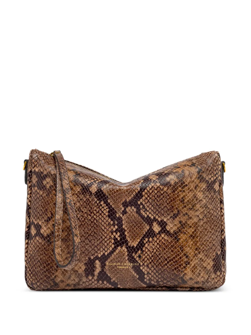 GIANNI CHIARINI Nora snake-effect leather clutch bag - Marrone
