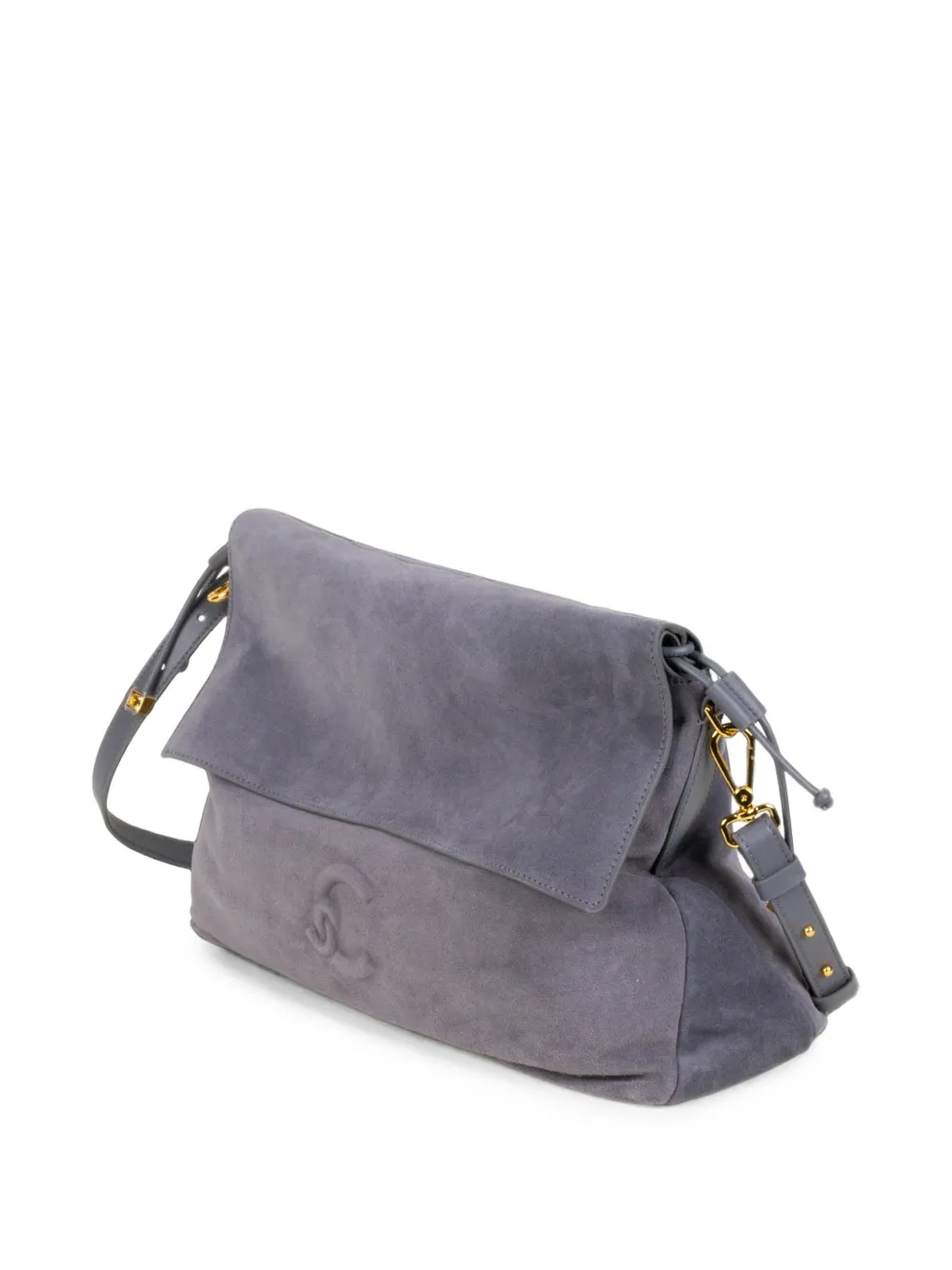 Coccinelle Medium Lidia suède clutch met logo-reliëf Grijs