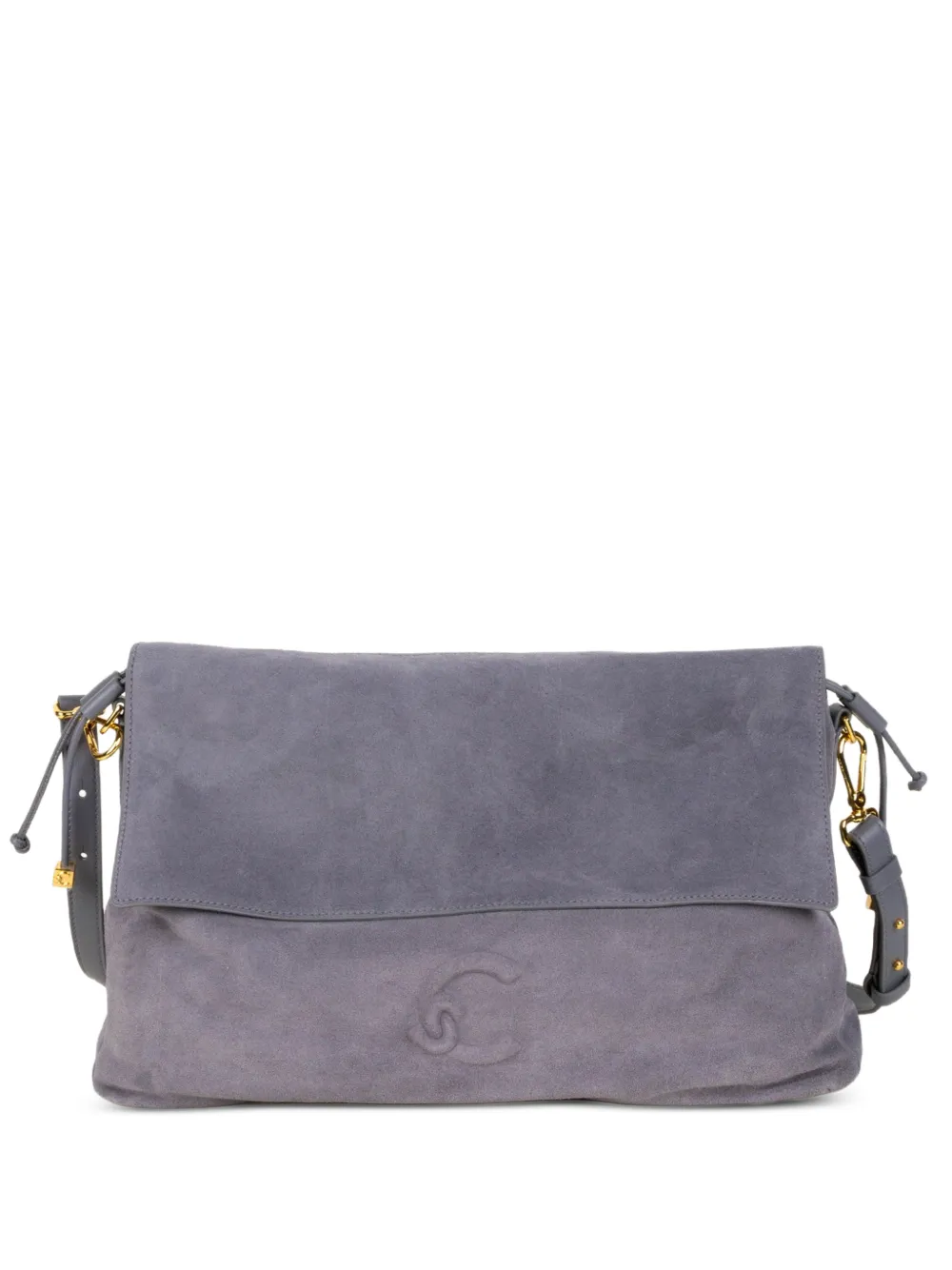 Coccinelle medium Lidia logo-embossed suede clutch bag - Grigio