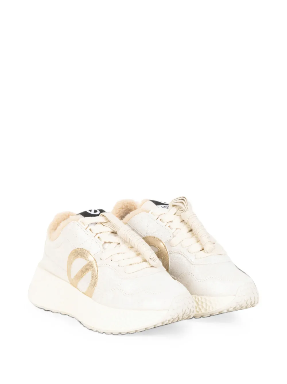 No Name Carter logo-patch faux-fur-lined sneakers Wit