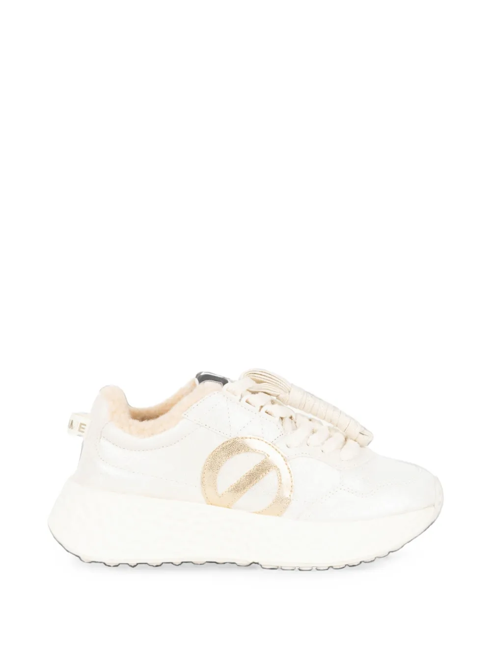 No Name Carter Logo-patch Faux-fur-lined Sneakers In White