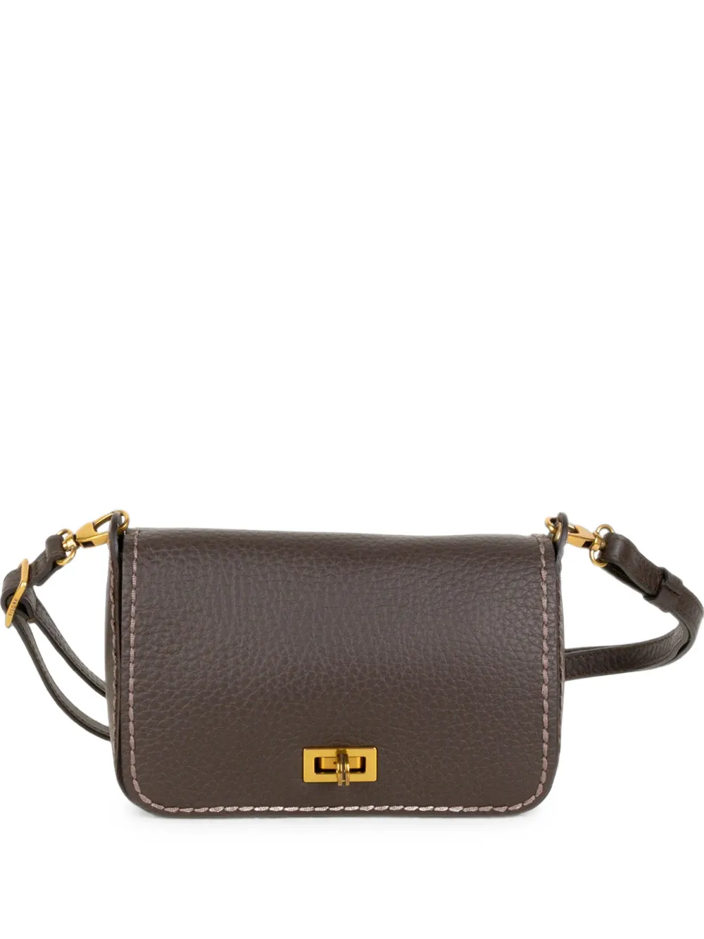 VISONA` grained leather whipstitch shoulder bag