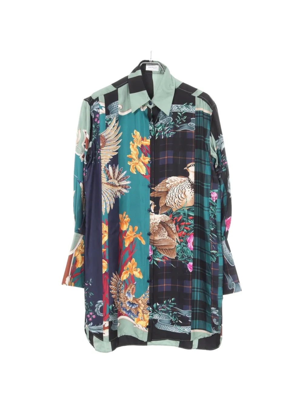 Ferragamo Pre-Owned chemise patchwork à manches longues (2000) - Vert