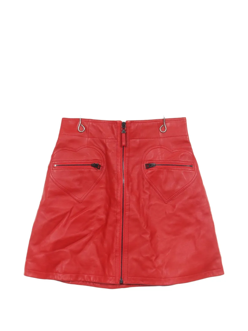 Christian Dior Pre-Owned jupe en cuir à patch cœur (années 2010) - Rouge