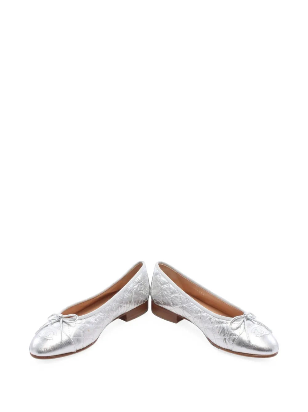 CHANEL Pre-Owned ballerines CC matelassées (1986-1988) - Argent CHANEL Pre-Owned ballerines CC matelassées (1986-1988) - Argent