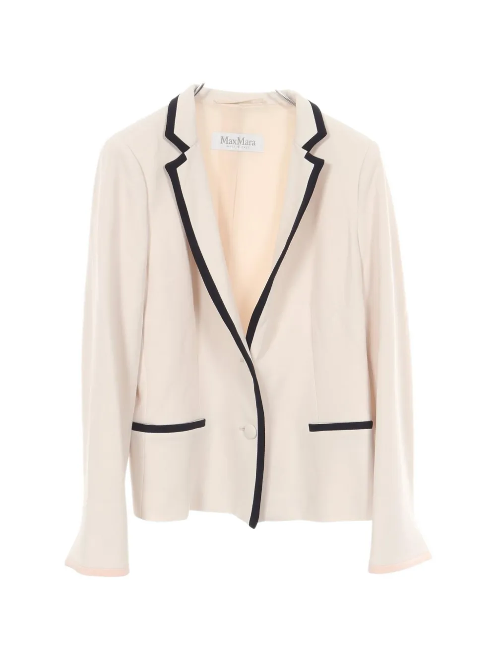 Max Mara 2000s contrast-trim single-breasted jacket - Nude