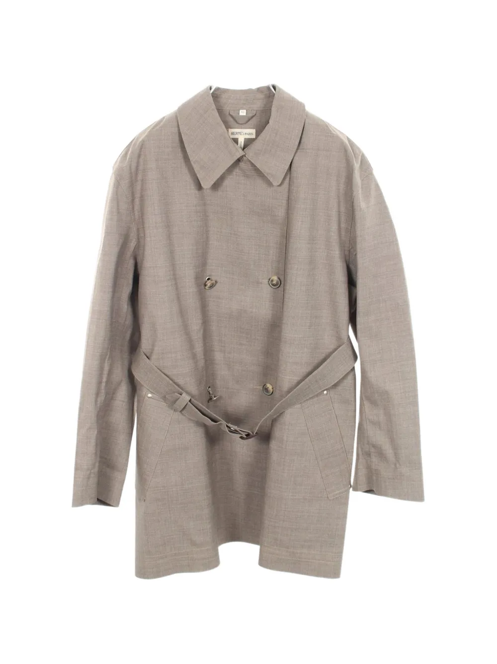 Hermès Pre-Owned 2010s double-breasted belted coat - Grigio