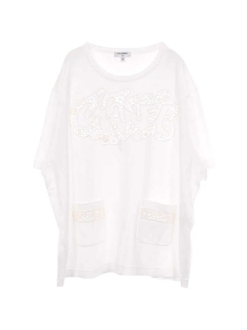 CHANEL Pre-Owned 1986-1988 lace-logo short-sleeved t-shirt - Bianco