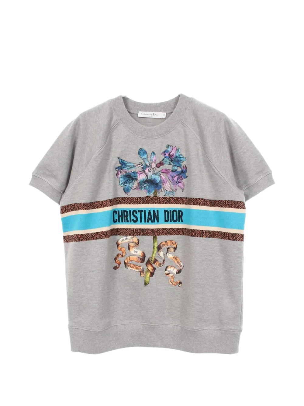 Christian Dior Pre-Owned 2010s flower-embroidered short-sleeve top - Grau