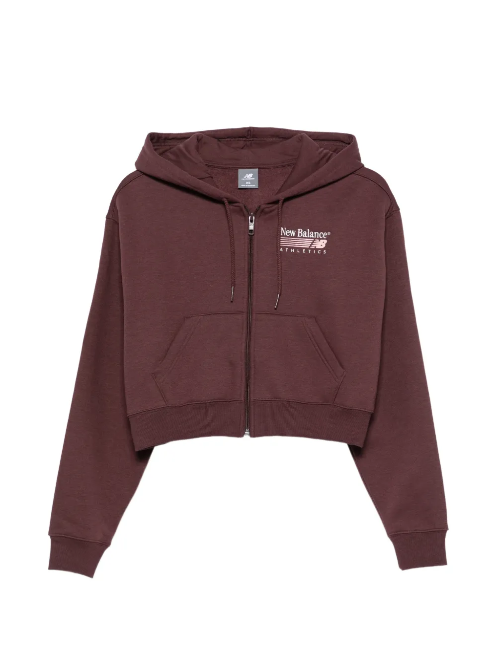 New Balance logo-print cropped hoodie - Rosso