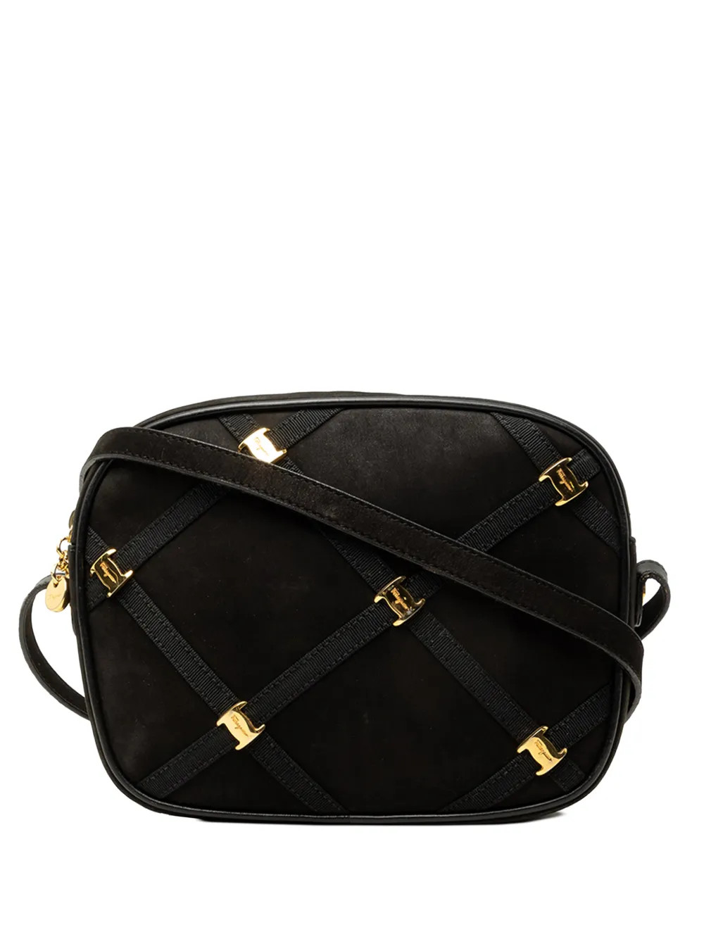 Ferragamo Pre-Owned 2000-2026 Studded Suede Vara crossbody bag - Nero