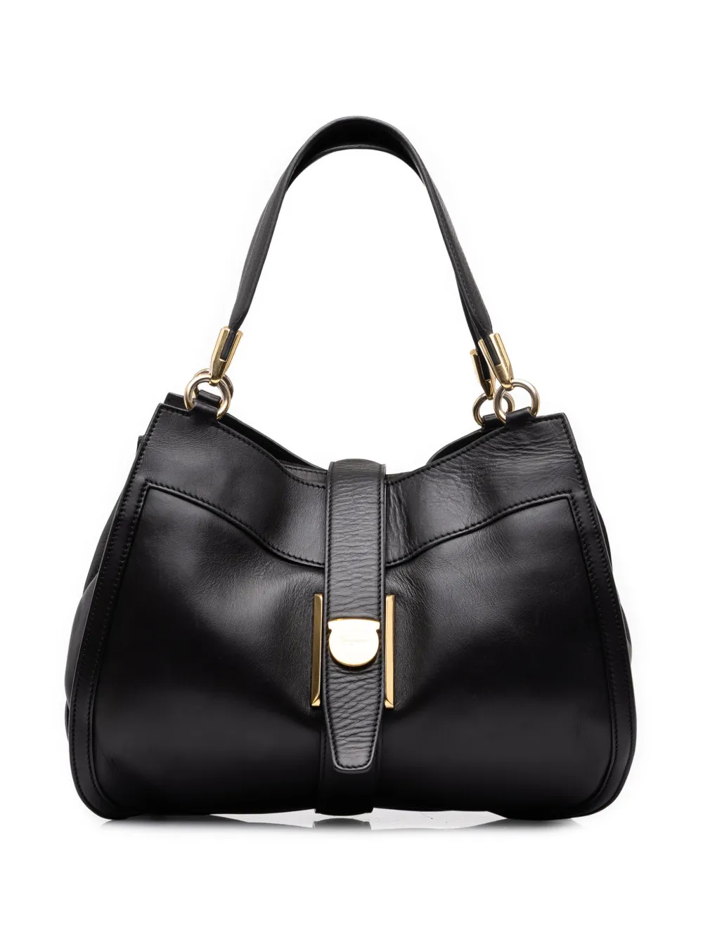 Ferragamo Pre-Owned 2014-2015 Leather Enny Hobo shoulder bag - Nero