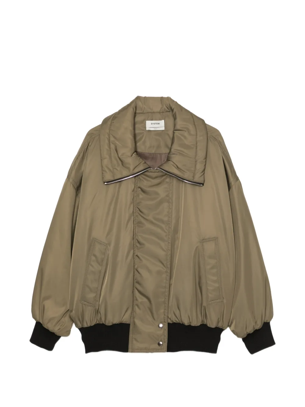 System high-neck bomber jacket - Braun
