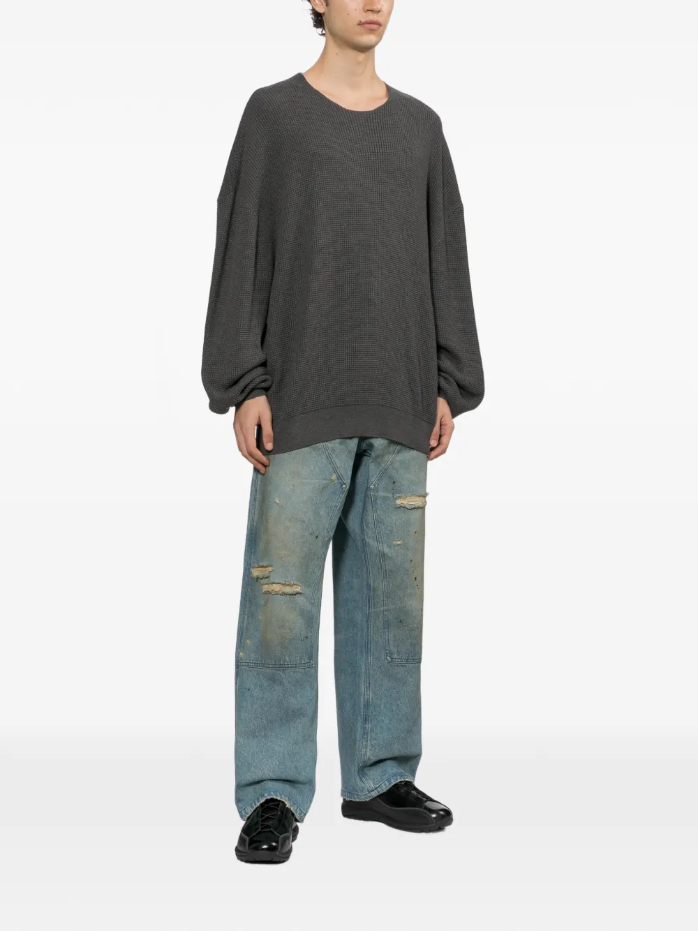 FEAR OF GOD ESSENTIALS Wafelgebreide trui met verlaagde schouders Grijs