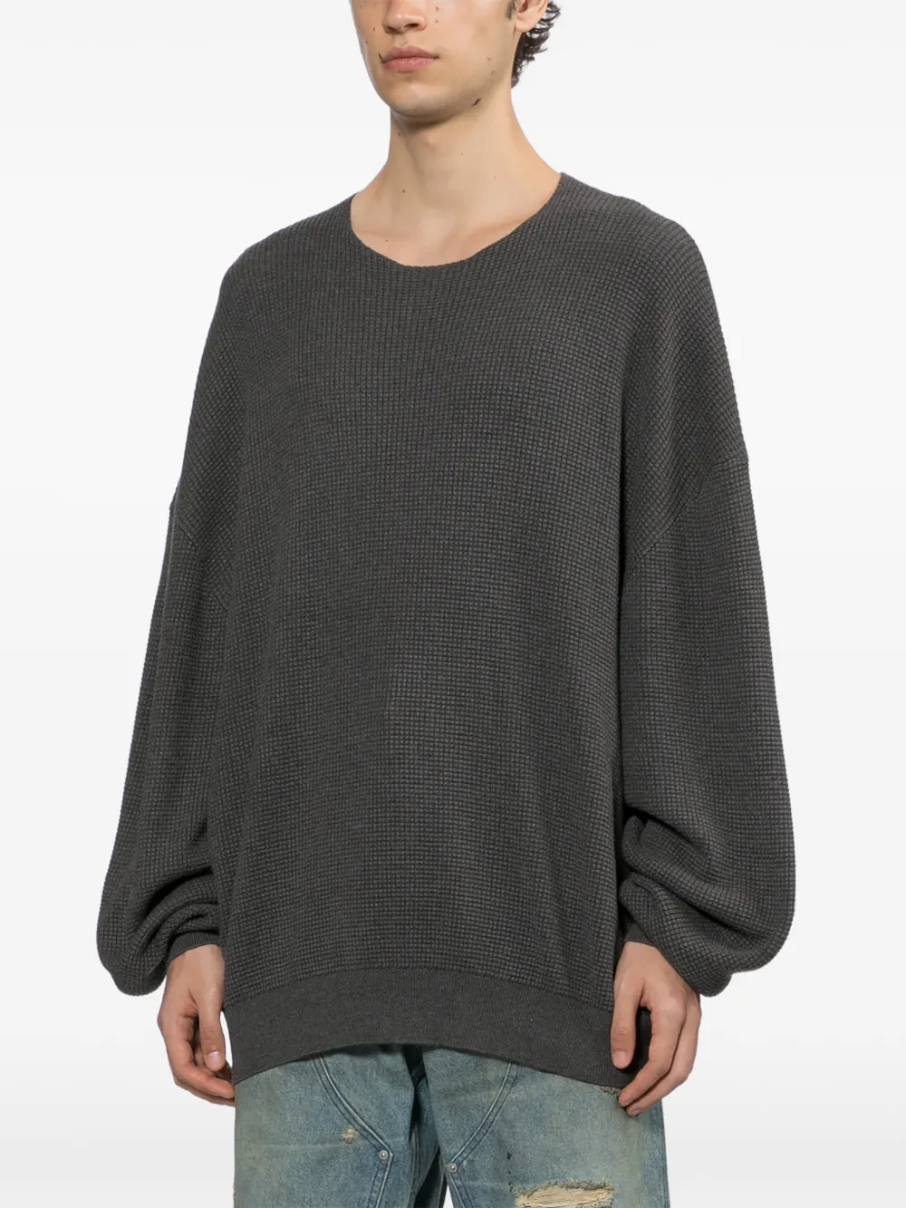 FEAR OF GOD ESSENTIALS Wafelgebreide trui met verlaagde schouders Grijs