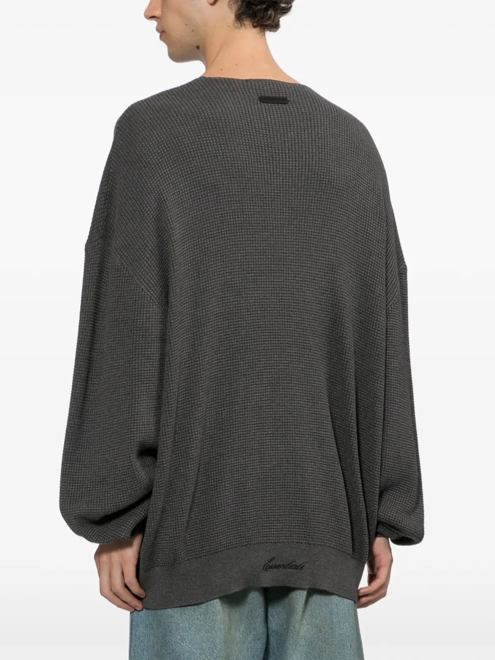 FEAR OF GOD ESSENTIALS Wafelgebreide trui met verlaagde schouders Grijs