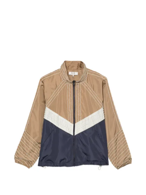 Sea faux-pearl embellished colour-block jacket