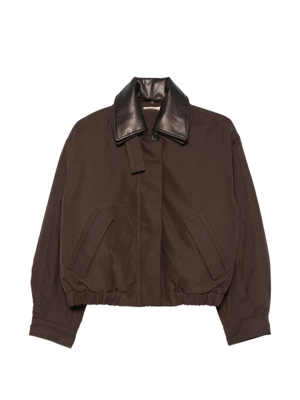 Sessùn leather effect-collar bomber jacket - Marrone