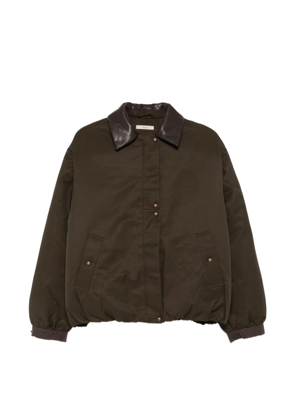 Sessùn leather-collar zip-up jacket - Marrone