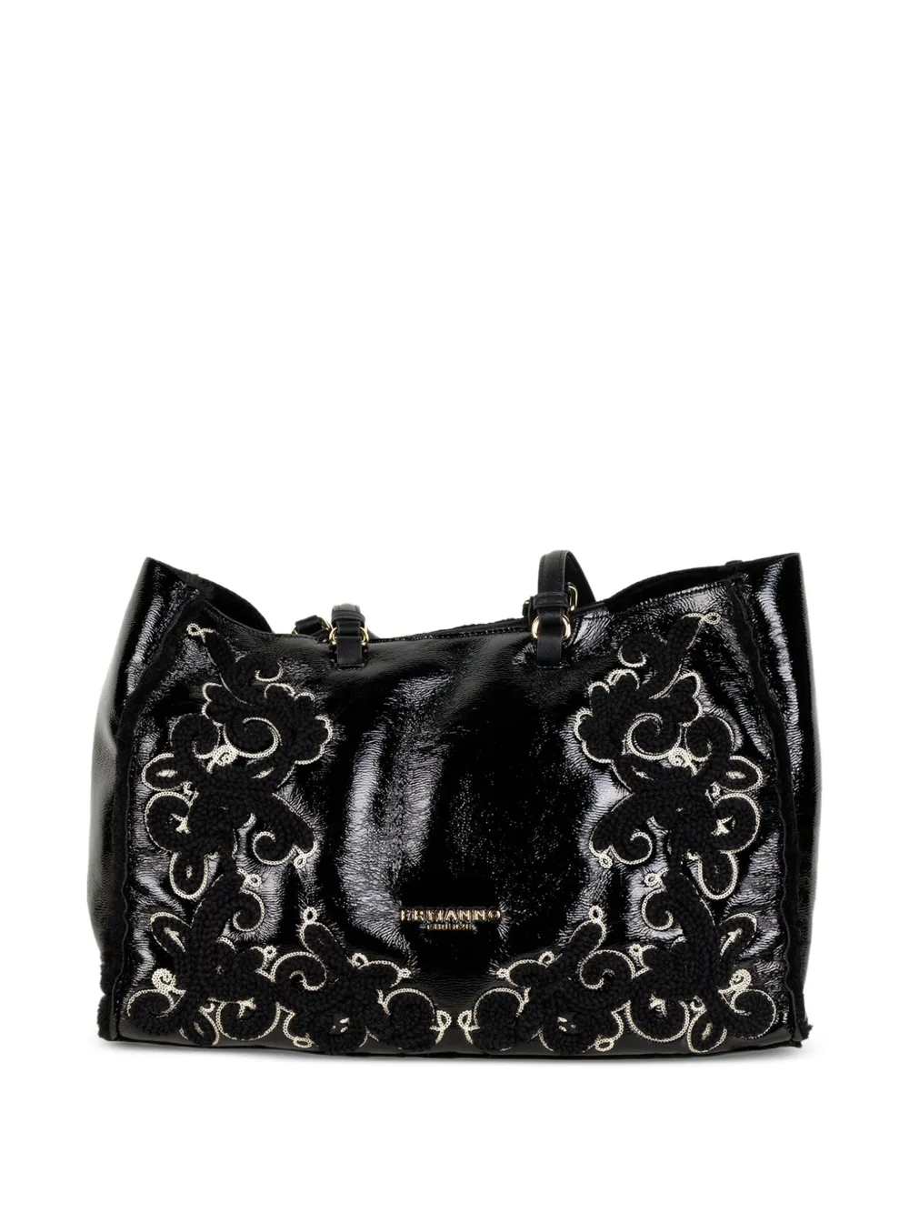 ERMANNO FIRENZE floral-embroidered patent tote bag
