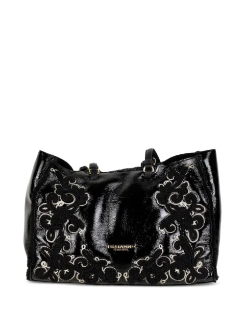 ERMANNO FIRENZE  lakeret tote med blomsterbroderi