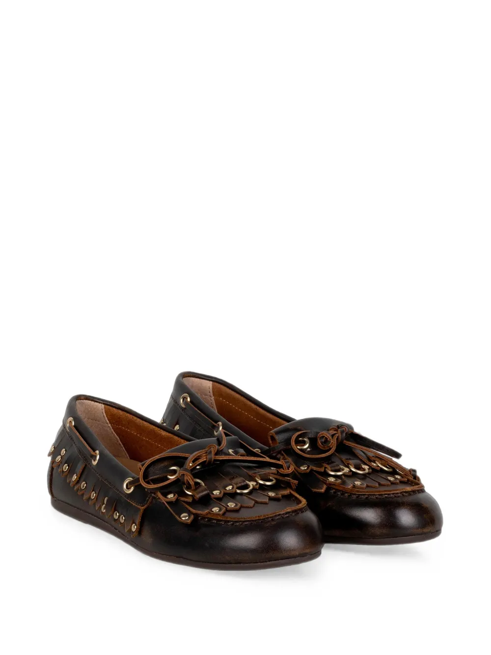 Bibi Lou Aurelie fringed studded loafers Bruin
