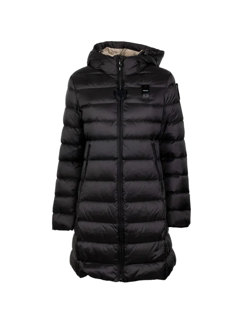 Blauer hooded quilted logo-patch jacket - Nero